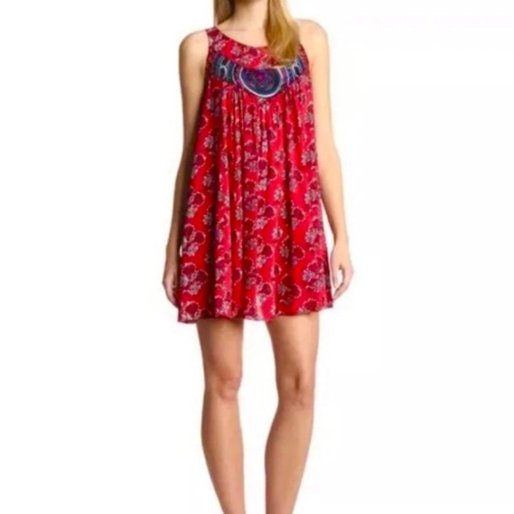Plenty by Tracy Reese Red Summer Print Loose Dress- Size Medium NWT